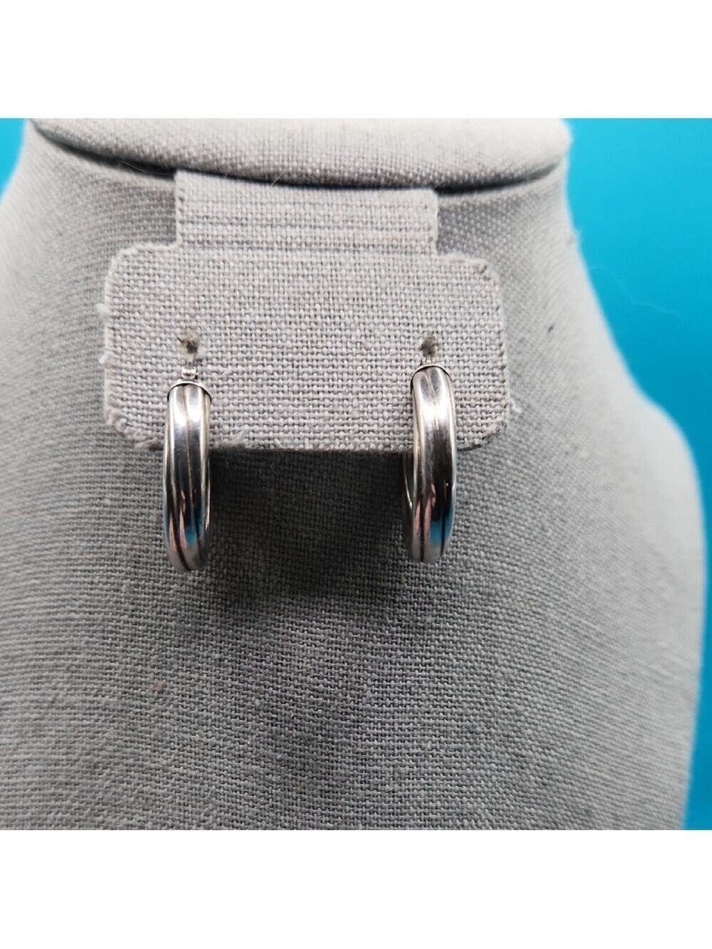 Vintage Sterling Silver Hoop Earrings - Picture 2 of 5